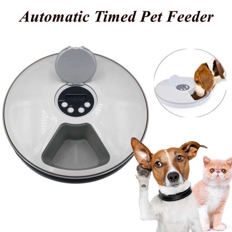 HKM-5110845 Automatic 6-Grid Pet Feeder with Music Reminder for Dogs and Cats