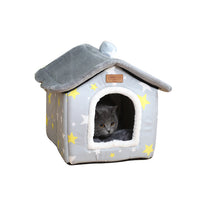 HKM-5111101 Creative Removable and Washable Cat Nest in Light Green with Gray Stars and Pink Dots - S, M, L Sizes Available