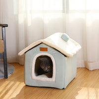 HKM-5111101 Creative Removable and Washable Cat Nest in Light Green with Gray Stars and Pink Dots - S, M, L Sizes Available