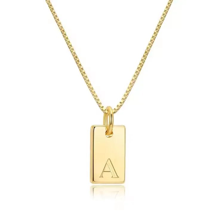 HKM-511123 Bar Necklace Blank Pendant for Engrave Custom Necklace Letters Gold Pated Letter Necklace Custom Moissanite Pendant
