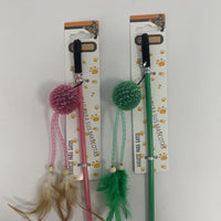 HKM-5111869 Feathered Cat Teaser with Small Ball for Interactive Play