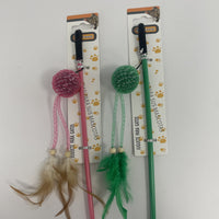 HKM-5111869 Feathered Cat Teaser with Small Ball for Interactive Play