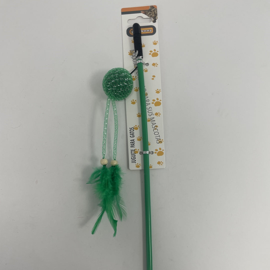 HKM-5111869 Feathered Cat Teaser with Small Ball for Interactive Play