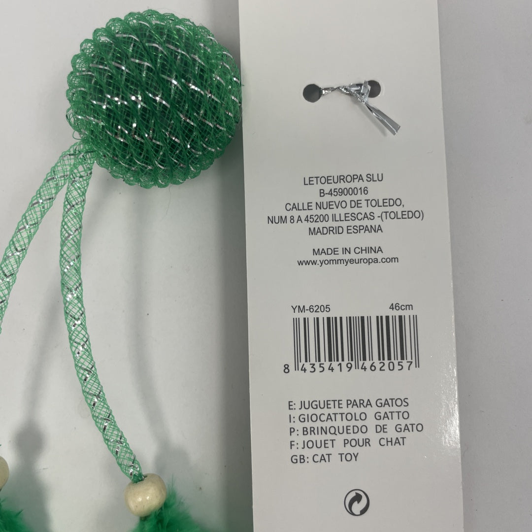 HKM-5111869 Feathered Cat Teaser with Small Ball for Interactive Play