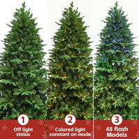 HKM-511187 7ft Artificial Christmas Tree with 500-1000 Warm White and Multicolored LED Lights, Eco-Friendly PVC/PE Material