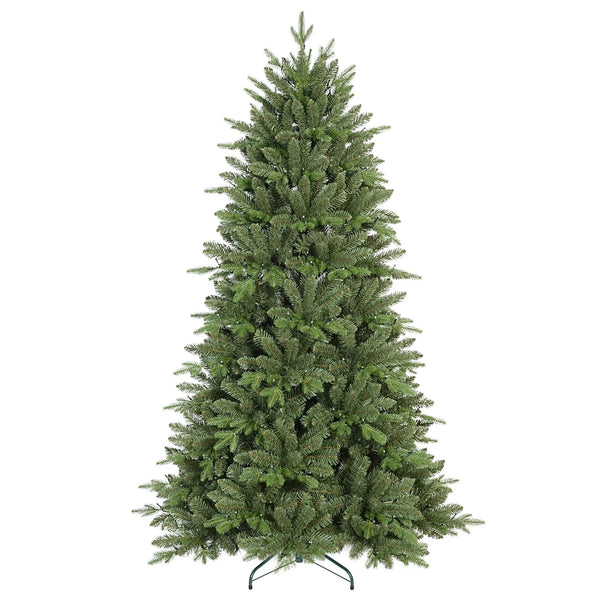 HKM-511187 7ft Artificial Christmas Tree with 500-1000 Warm White and Multicolored LED Lights, Eco-Friendly PVC/PE Material