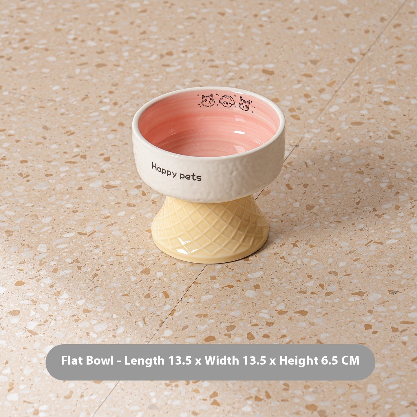 HKM-5112893 Hand-Painted Ceramic Cat Bowl with High Foot for Stable Eating and Drinking - Multiple Color Options