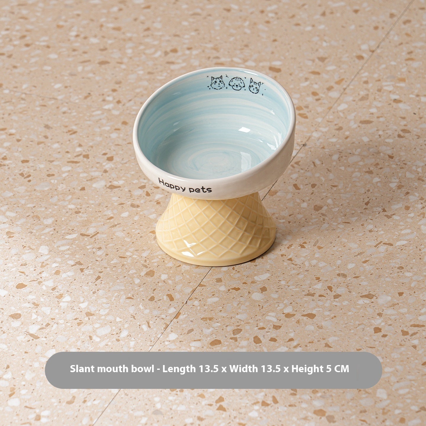 HKM-5112893 Hand-Painted Ceramic Cat Bowl with High Foot for Stable Eating and Drinking - Multiple Color Options