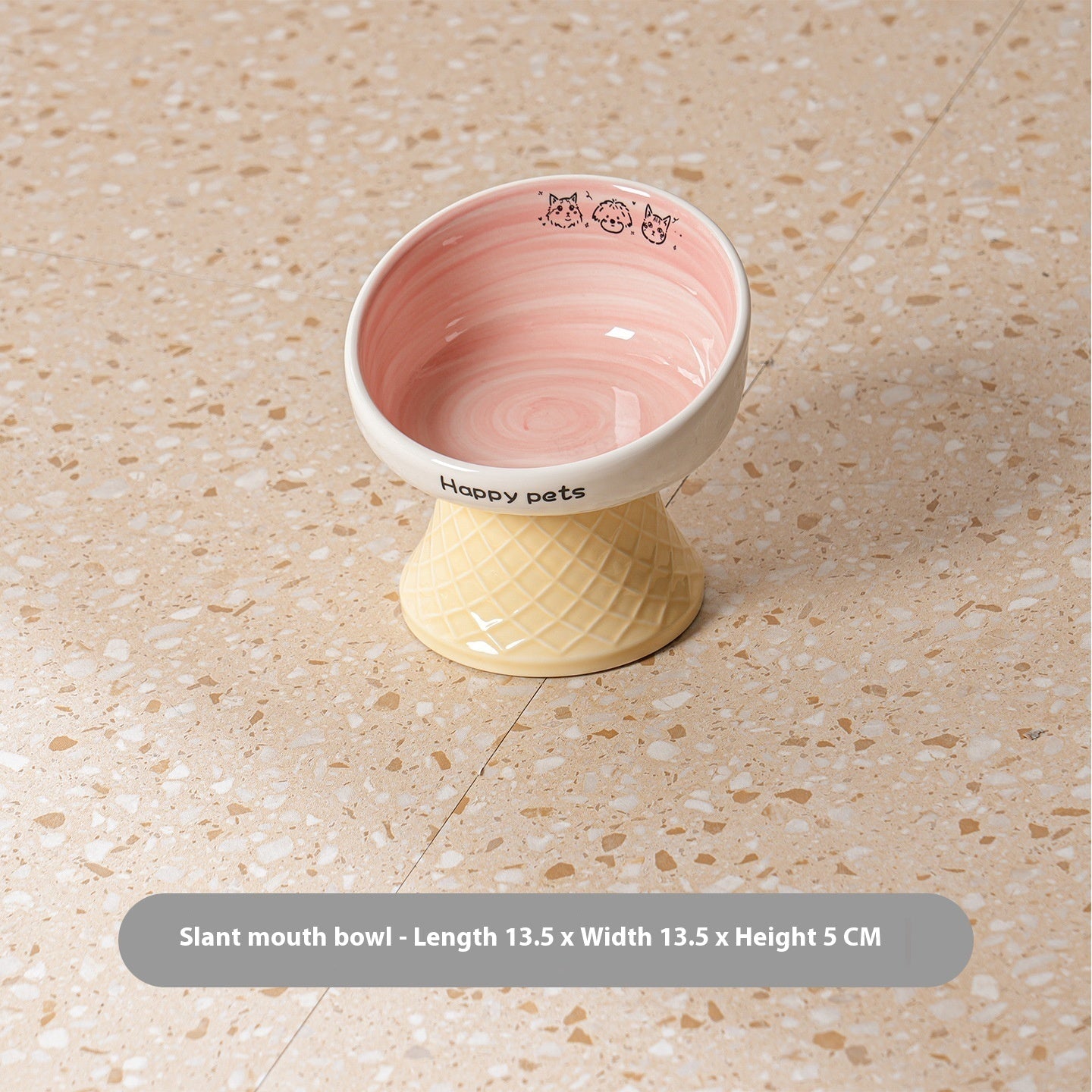 HKM-5112893 Hand-Painted Ceramic Cat Bowl with High Foot for Stable Eating and Drinking - Multiple Color Options