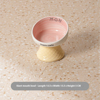 HKM-5112893 Hand-Painted Ceramic Cat Bowl with High Foot for Stable Eating and Drinking - Multiple Color Options
