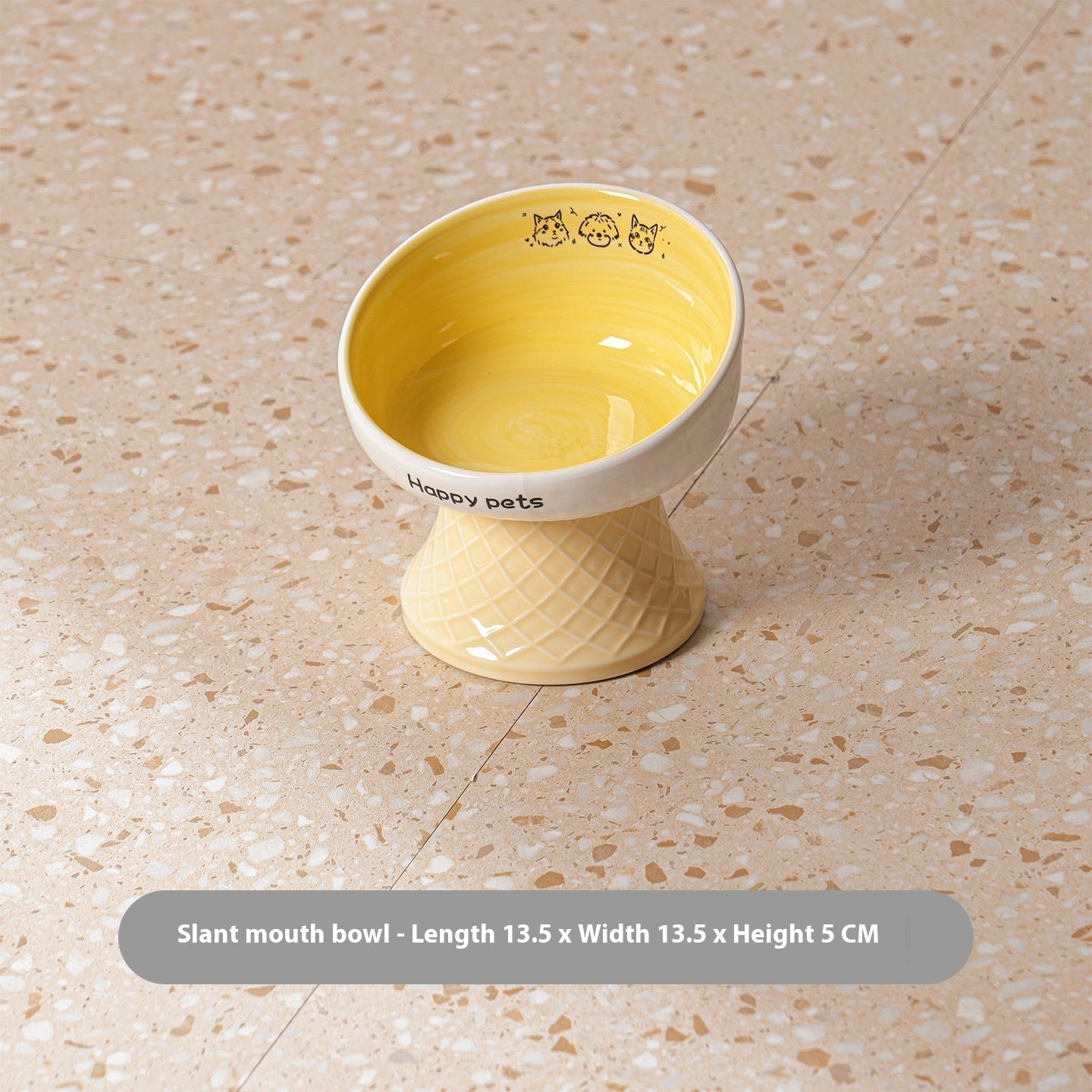 HKM-5112893 Hand-Painted Ceramic Cat Bowl with High Foot for Stable Eating and Drinking - Multiple Color Options