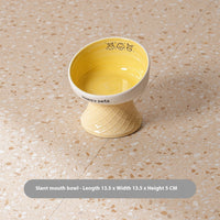 HKM-5112893 Hand-Painted Ceramic Cat Bowl with High Foot for Stable Eating and Drinking - Multiple Color Options