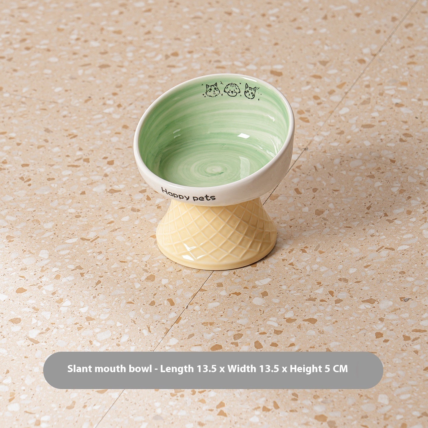 HKM-5112893 Hand-Painted Ceramic Cat Bowl with High Foot for Stable Eating and Drinking - Multiple Color Options