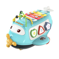 HKM-511315 3-in-1 Rainbow Xylophone Music Plane Educational Toy for Kids with Keyboard and Puzzle Blocks