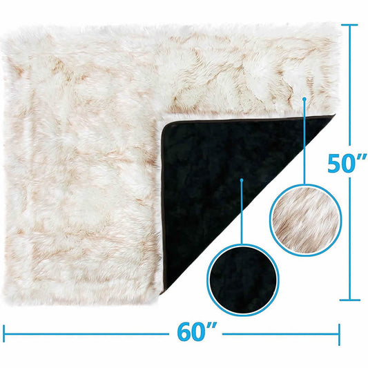 HKM-5113661 Machine Washable Waterproof Couch Bed for Dogs - White with Brown Accents
