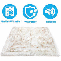 HKM-5113661 Machine Washable Waterproof Couch Bed for Dogs - White with Brown Accents