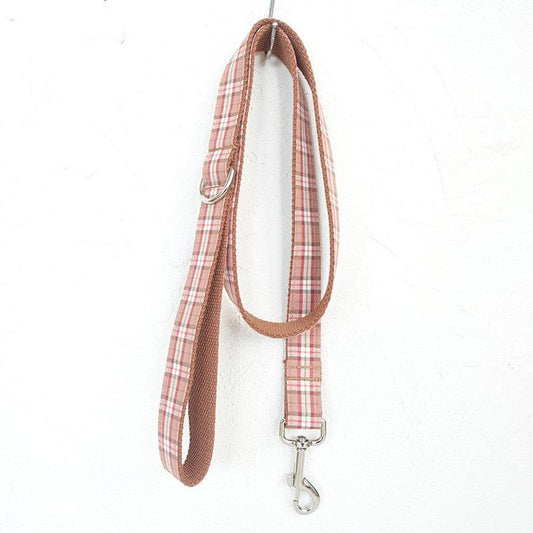 HKM-511443 Comfortable Orange Plaid Dog Leash ¨C Soft Polyester Traction Belt for All Dog Sizes (XS-XL)