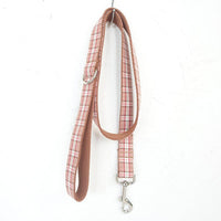 HKM-511443 Comfortable Orange Plaid Dog Leash ¨C Soft Polyester Traction Belt for All Dog Sizes (XS-XL)