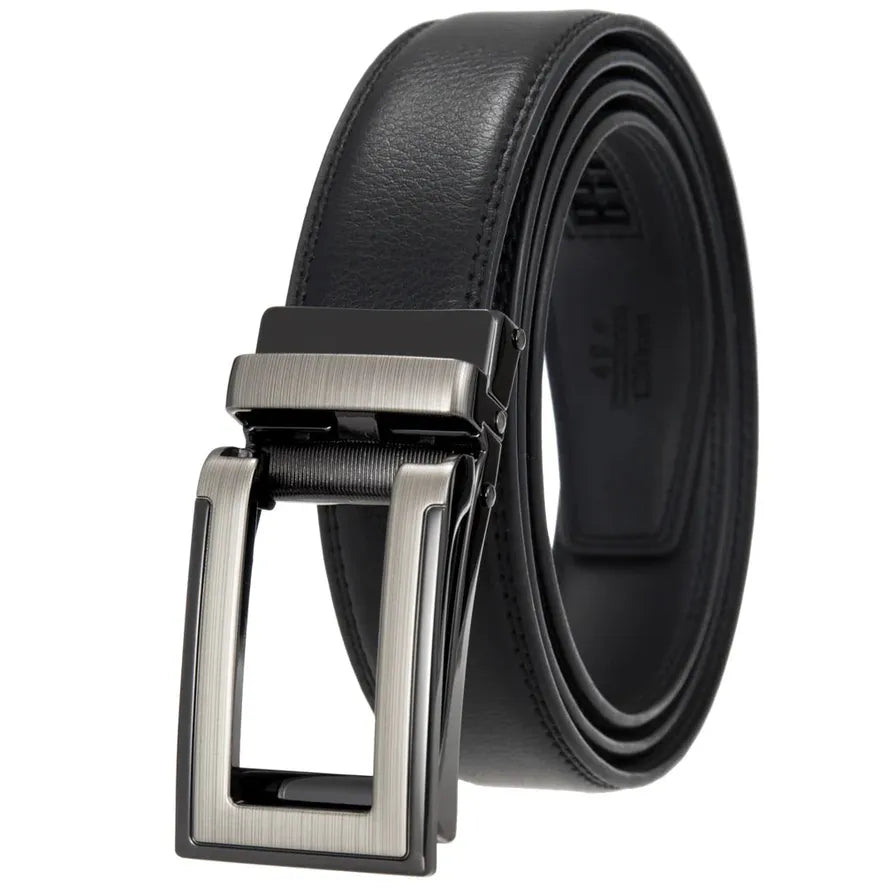 HKM-511443 Men's 3.0CM Cowhide Automatic Buckle Belt - Versatile Fashion Accessory