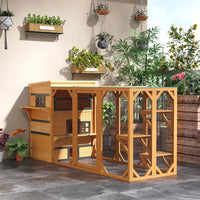 HKM-5116477 3-Tier Cat Shelter with 5 Escape Doors, Weather-Resistant Fir Wood, Yellow & Black