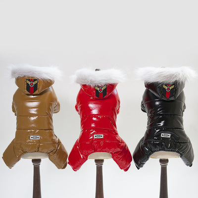 HKM-5116989 Stylish PU Leather Pet Clothes for Dogs - Cotton Blend, Sizes S to XXL, Red, Black, Brown