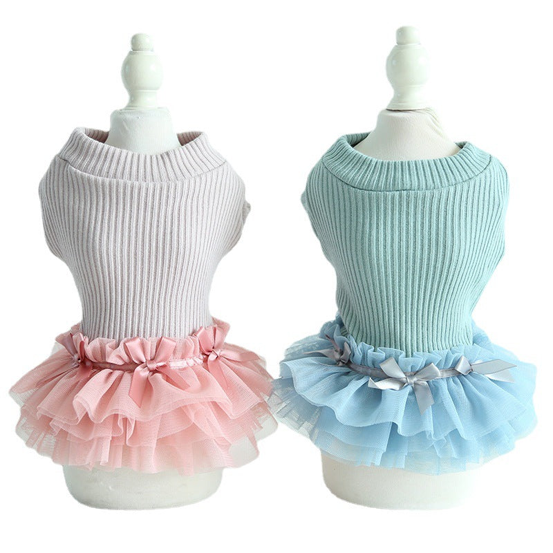 HKM-5117373 Casual Powder Blue Wool Bottoming Skirt for Pets - Comfortable and Versatile
