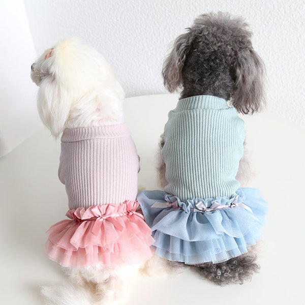 HKM-5117373 Casual Powder Blue Wool Bottoming Skirt for Pets - Comfortable and Versatile