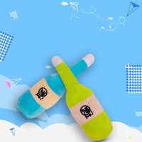 HKM-5117629 Plush Dog Toy - Blue & Green Wine Bottle 16cm