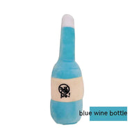 HKM-5117629 Plush Dog Toy - Blue & Green Wine Bottle 16cm