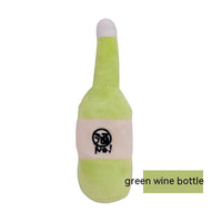HKM-5117629 Plush Dog Toy - Blue & Green Wine Bottle 16cm