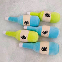 HKM-5117629 Plush Dog Toy - Blue & Green Wine Bottle 16cm