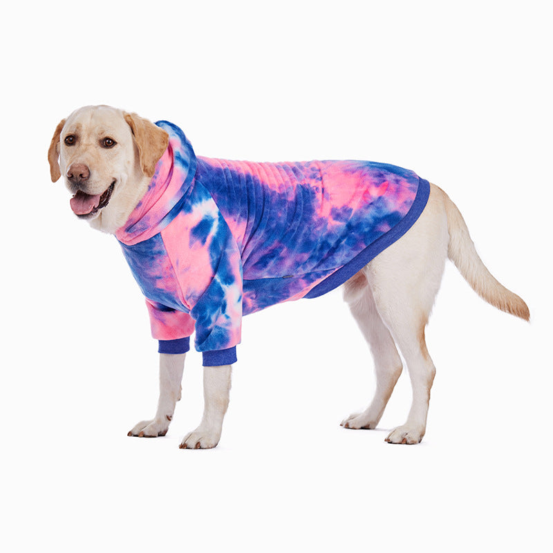 HKM-5117885 Tie-Dye Hoodie for Small to Extra Large Dogs - Pink and Green Available