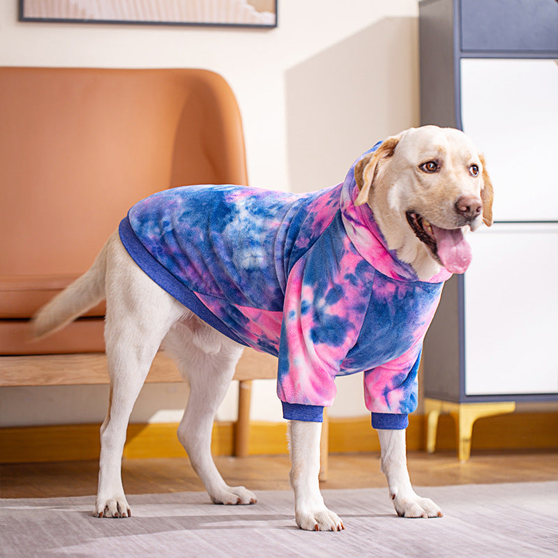 HKM-5117885 Tie-Dye Hoodie for Small to Extra Large Dogs - Pink and Green Available