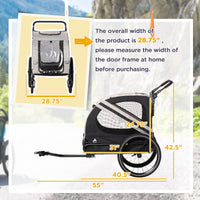 HKM-5118269 2-in-1 Pet Bike Trailer and Stroller for Small Dogs, Weather-Resistant with Safety Features