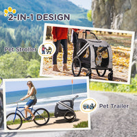 HKM-5118269 2-in-1 Pet Bike Trailer and Stroller for Small Dogs, Weather-Resistant with Safety Features