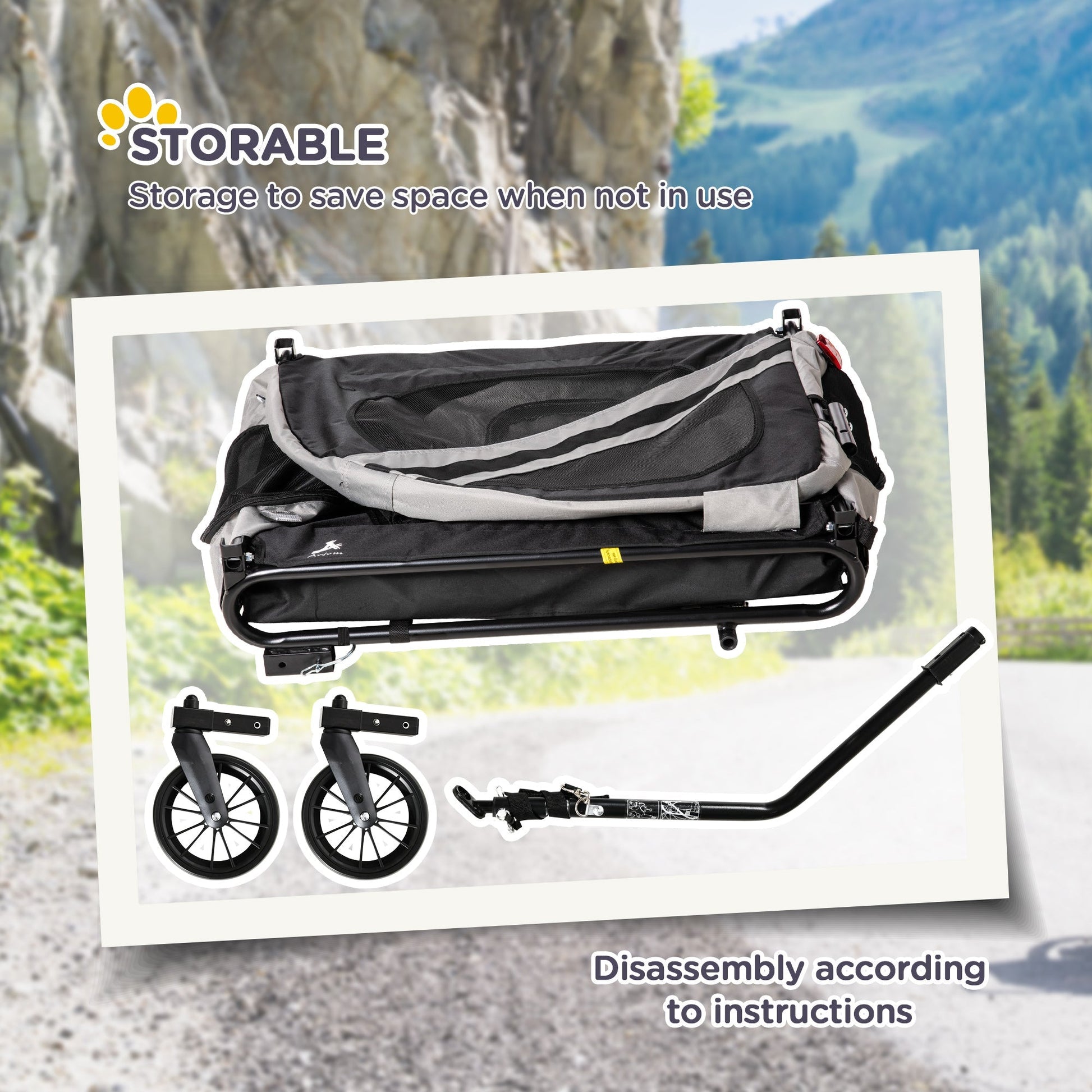 HKM-5118269 2-in-1 Pet Bike Trailer and Stroller for Small Dogs, Weather-Resistant with Safety Features