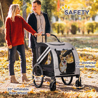 HKM-5118269 2-in-1 Pet Bike Trailer and Stroller for Small Dogs, Weather-Resistant with Safety Features
