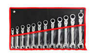 HKM-511827 Universal Ratcheting Wrench Set - Flexible Dual Purpose Chrome Vanadium Steel Tool for Car Repair