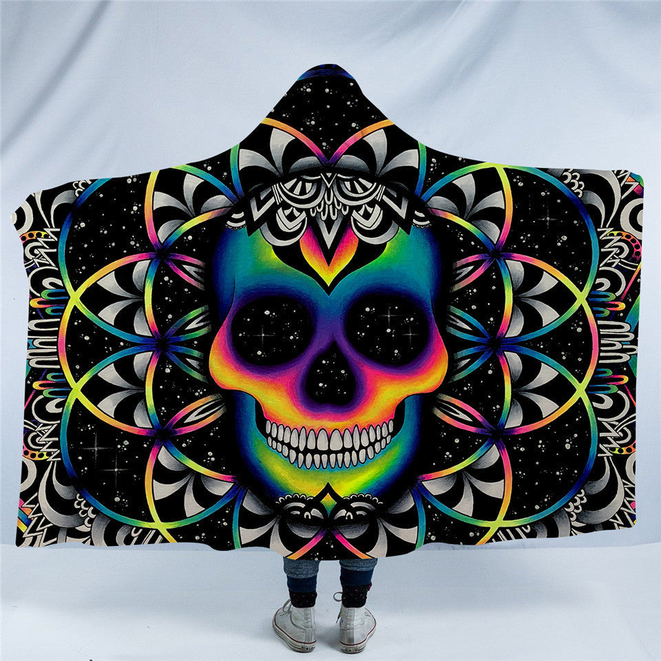 HKM-511891 Cozy Hooded Blanket Cape for Adults and Children - Soft Fleece Sherpa and Flannel, 59"x78.7" & 50"x60"