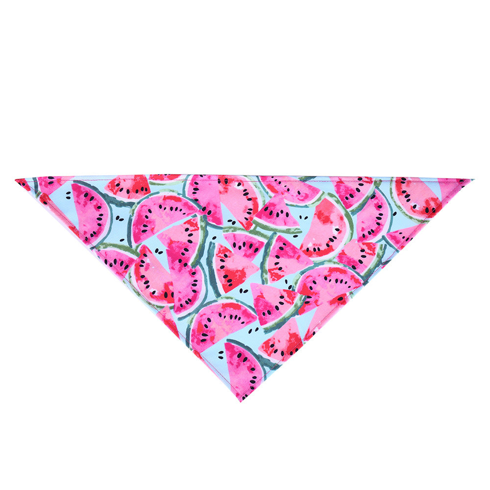 HKM-5120189 Summer Donut Triangle Scarf for Pets - Soft Cotton Fabric, Machine Washable, Ideal for Daily Wear and Outdoor Activities