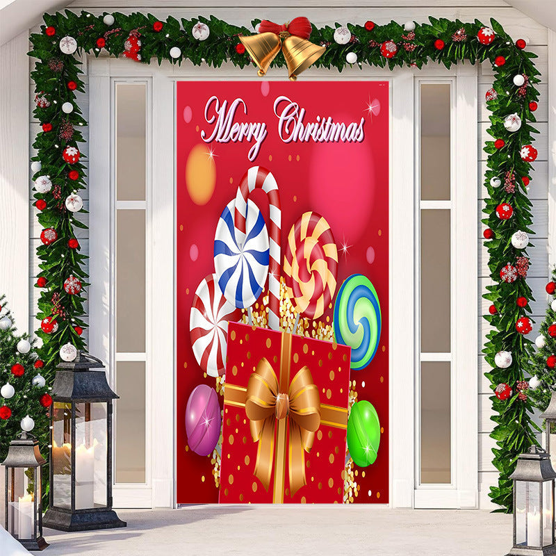 HKM-512019 Christmas Festival Decorative Door Tapestry – Character Fabric, Machine Washable, 90x200cm, Polyester