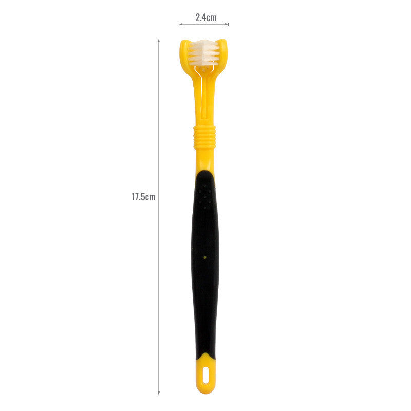 HKM-5120445 Three-Headed Pet Toothbrush for Effective Oral Cleaning - Grass Green, Dark Green, Yellow-Black, Blue-Red, Orange
