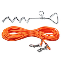 HKM-5122365 Ground Stake Fixed Dog Leash with 30 Feet of Freedom for Secure Outdoor Play