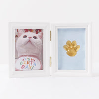 HKM-5122749 Solid Wood Photo Frame with Cat Palm Print – Multiple Colors Available
