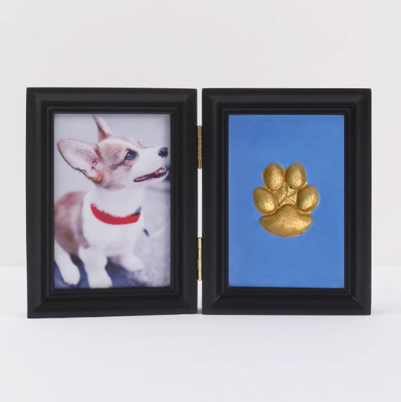 HKM-5122749 Solid Wood Photo Frame with Cat Palm Print – Multiple Colors Available