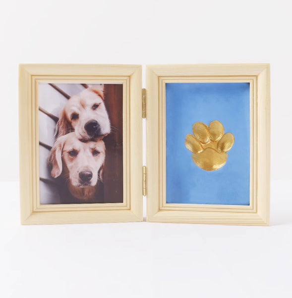 HKM-5122749 Solid Wood Photo Frame with Cat Palm Print – Multiple Colors Available