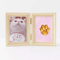 HKM-5122749 Solid Wood Photo Frame with Cat Palm Print – Multiple Colors Available