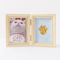 HKM-5122749 Solid Wood Photo Frame with Cat Palm Print – Multiple Colors Available