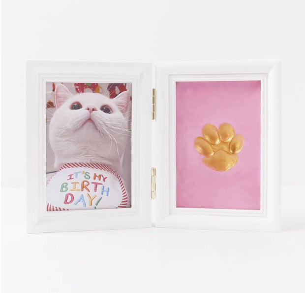 HKM-5122749 Solid Wood Photo Frame with Cat Palm Print – Multiple Colors Available
