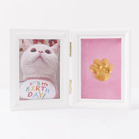 HKM-5122749 Solid Wood Photo Frame with Cat Palm Print – Multiple Colors Available